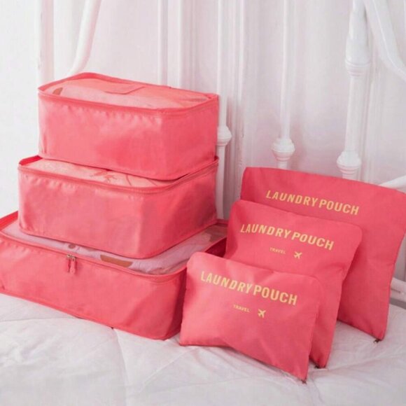 Packing Cubes for Travel 6 Piece Bags Watermelon Color NWT - Picture 1 of 5